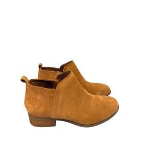 Toms Deia Women's Size 8.5 Tan Leather Suede Western Side Zip Bootie Ankle Boots